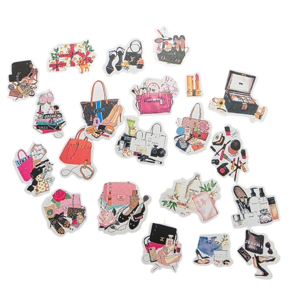 21pcs Girly Designer Bags & Make Up Diary Stickers - Picture 1 of 4